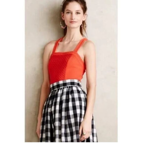 Anthropologie Tops - Anthropologie Deletta Gavi Textured Cross Back Sleeveless Top in Red Size L
